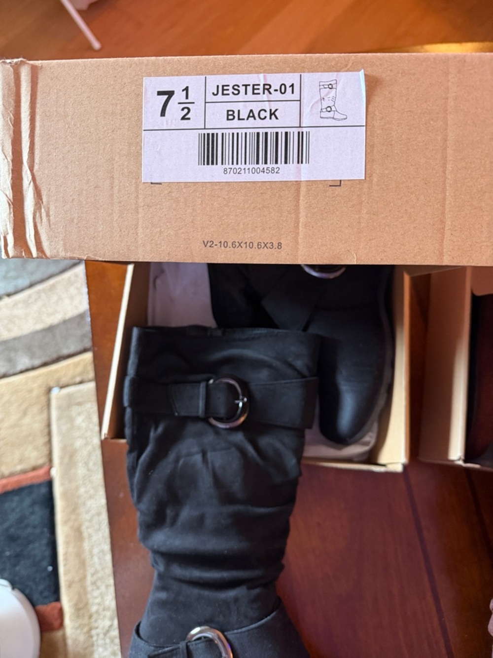 Black and Brown Slouchy Buckle Knee-High Boots - Women - Picture 4 of 7